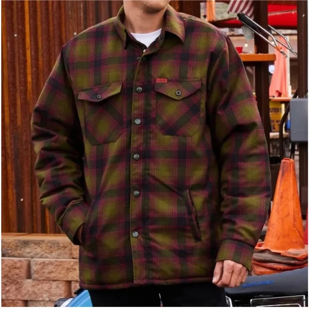Dixxon Flannel The Payback Jacket Quilted Pearl Snap in Green/Black Size Large